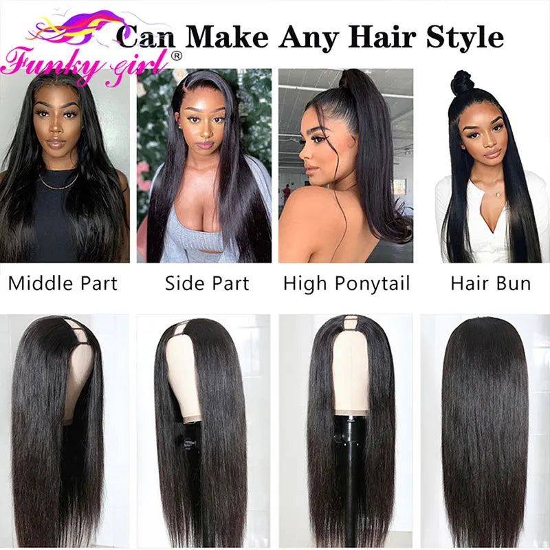 FG Straight U Part 150% Density Natural Brazilian
