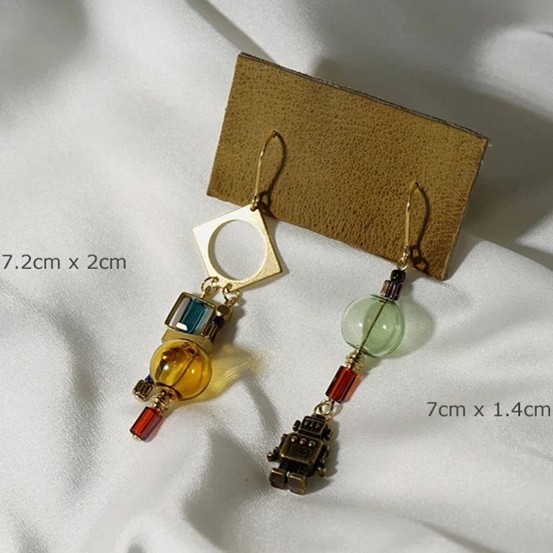 Original Industrial Robot Long Dangle Earrings For Women