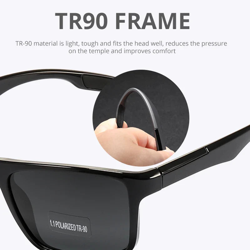 KDEAM Rectangular Ultra Light TR90 Sunglasses Men Polarized