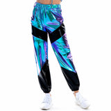 Women Shiny Metallic Joggers Pants Hip Hop Trouser