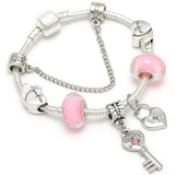 Seialoy Silver Plated Heart Key Pendant Charm Bracelets