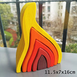 Montessori Wooden Toys Elemental Rainbow Stacking Blocks /Unpaint