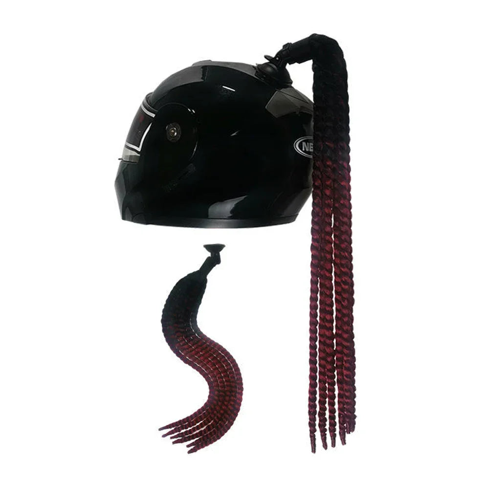 Punk Style Motorcycle Helmet Dreadlocks Women Helmet Dreadlocks Ponytail Braid Motocross Bicycle Helmet Punk Hair Decoration