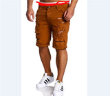 New Mens Denim Chino Fashion Shorts Washed Denim