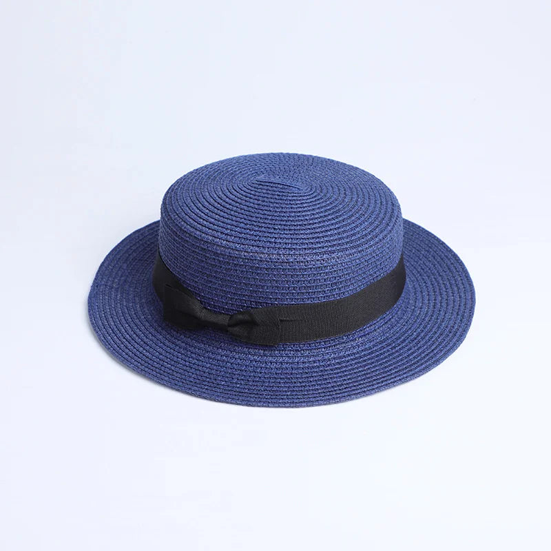 2019 Parent-child wholesale sun flat straw hat boater