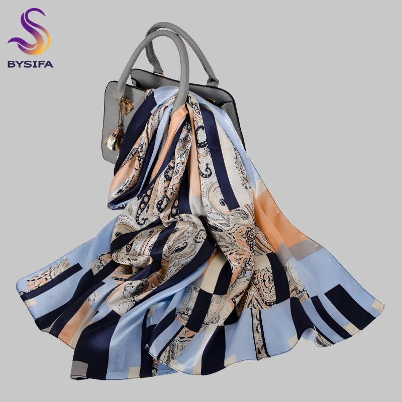 New Luxury Pure Silk Scarf Shawl Women