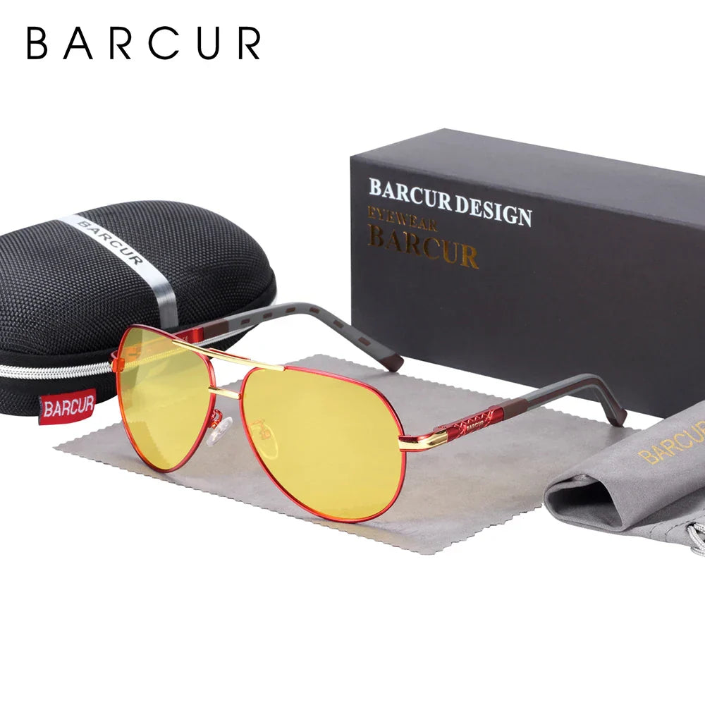 BARCUR Aluminum Vintage Men's Sunglasses Men Polarized Coating