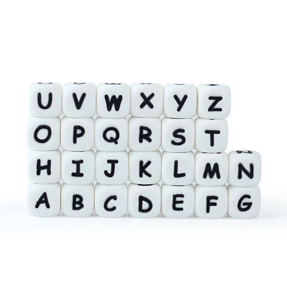 Keep&Grow 100Pcs 12MM Silicone Letter Beads BPA Free