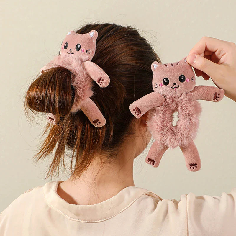 2pcs Plush Animal Scrunchie Set Elastic Hair tie