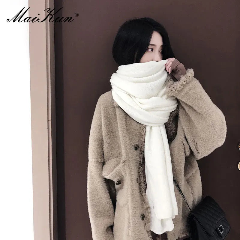 Maikun Thick Warm Scarf For Women Pure Color