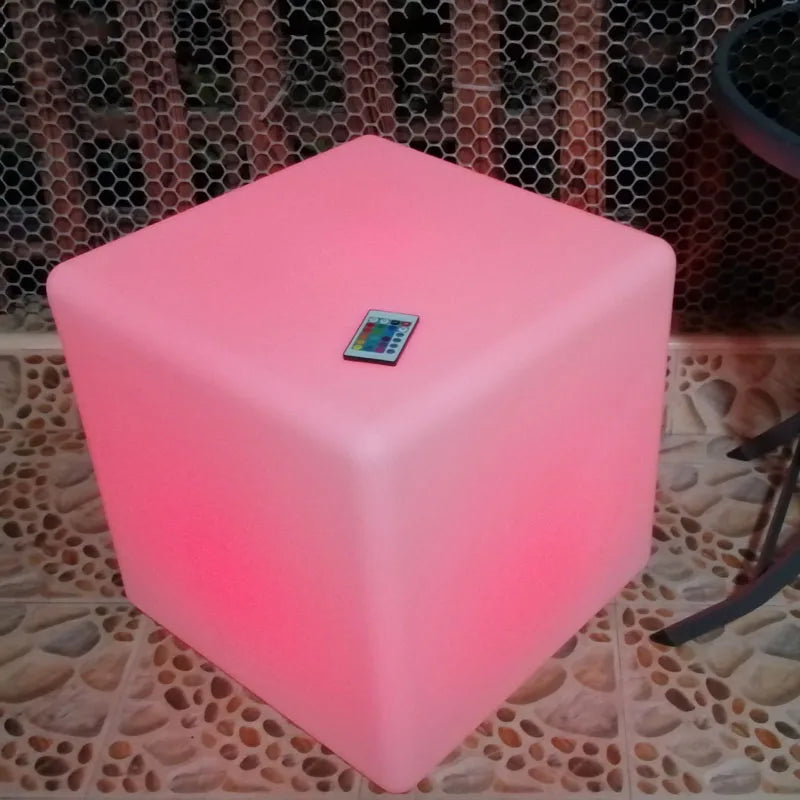 LED Cube Stool Seat Glowing Chair Patio Decorative