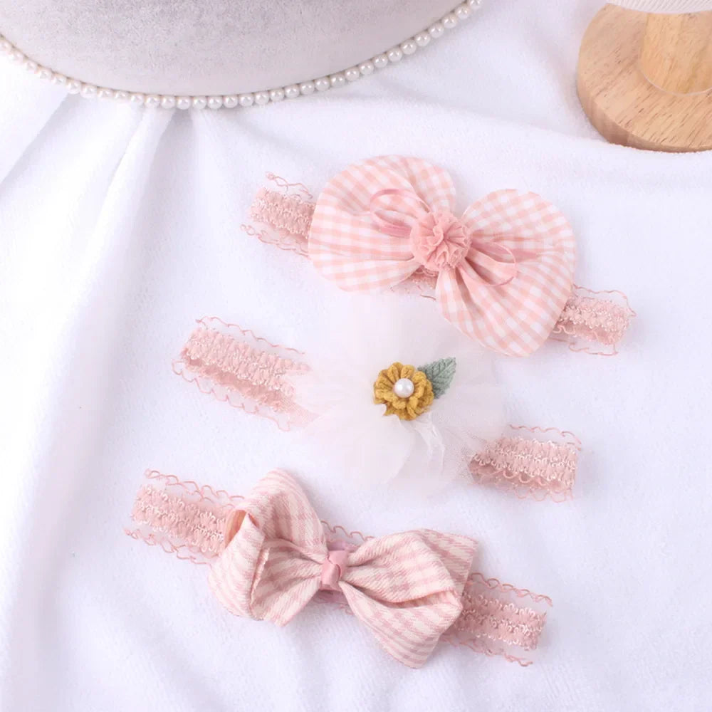 3pcs/lot Newborn Headwear Baby Girl Flower Headbands Lace