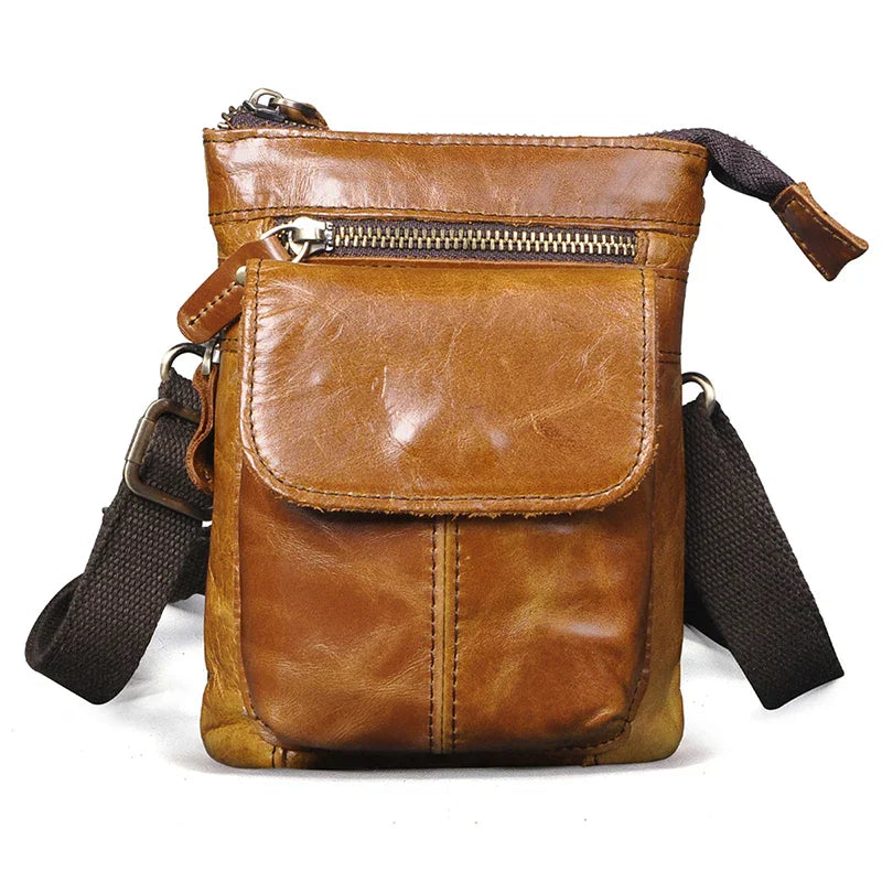 Original Leather Male Casual Design Mini Shoulder Messenger