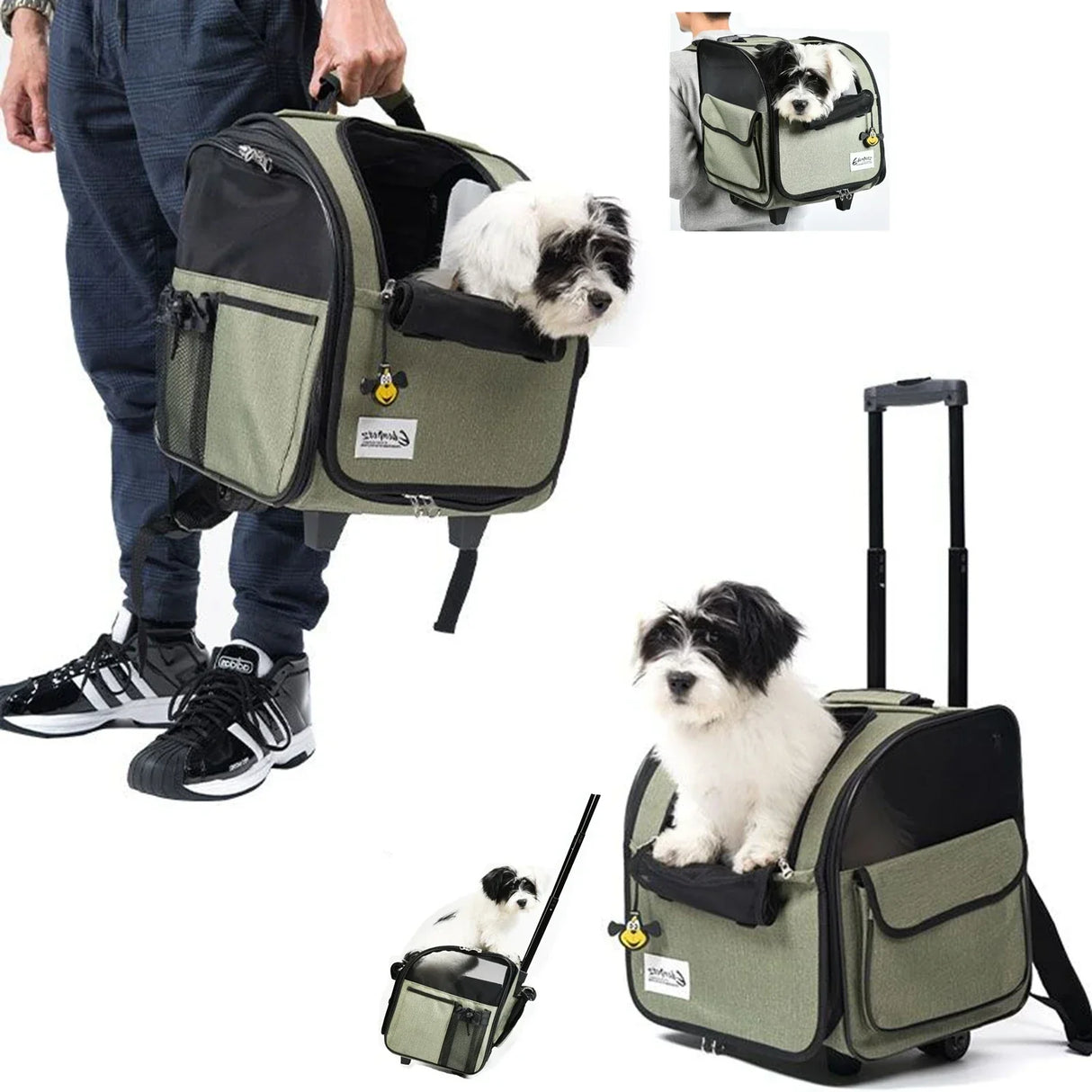 EDENPETZ Pet Dog Cat Trolley Rolling Luggage Backpack