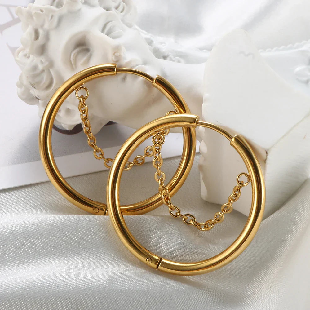 2PC /Set Stainless Steel Small Hoop Earrings for