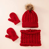 3pcs/set Kids Winter Hat Scarf Mittens Set Toddler