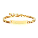 Personalize Baby Name Bracelet Figaro Chain Smooth Bangle