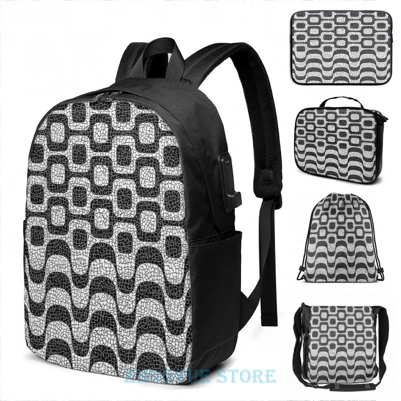 Funny Graphic print Copacabana Ipanema USB Charge Backpack