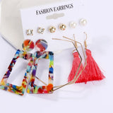 LATS Women's Earrings Set Tassel Pearl Earrings for