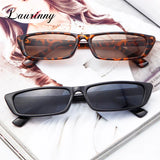 Vintage Narrow Rectangle Small Women Sunglasses Ocean Lens