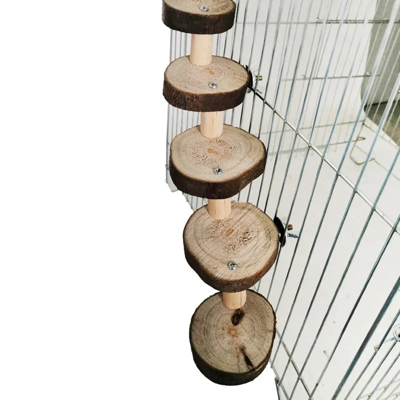 Hamster Wooden Ladder Toy Climbing Stairs Birds Parrot