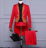 (Jacket+Pants) 2 Piece Wedding Suit White Embroidery Tailcoat