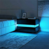 Modern Luxury LED Light Nightstand w/2 Drawers Organizer