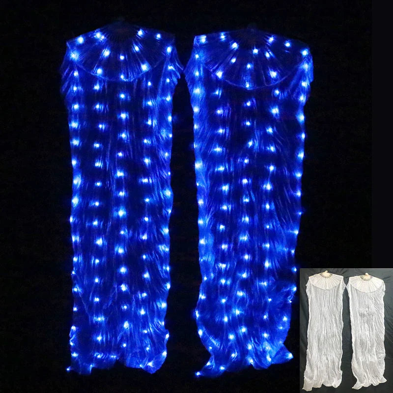 Silk LED Rainbow Dance Fans Women Belly