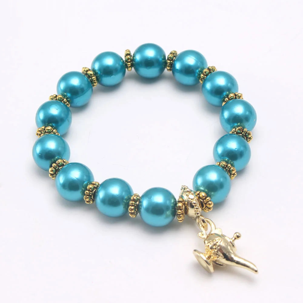 Alloy Aladdin magic lamp pearl girls Beaded bracelet