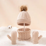 3pcs/set Kids Winter Hat Scarf Mittens Set Toddler