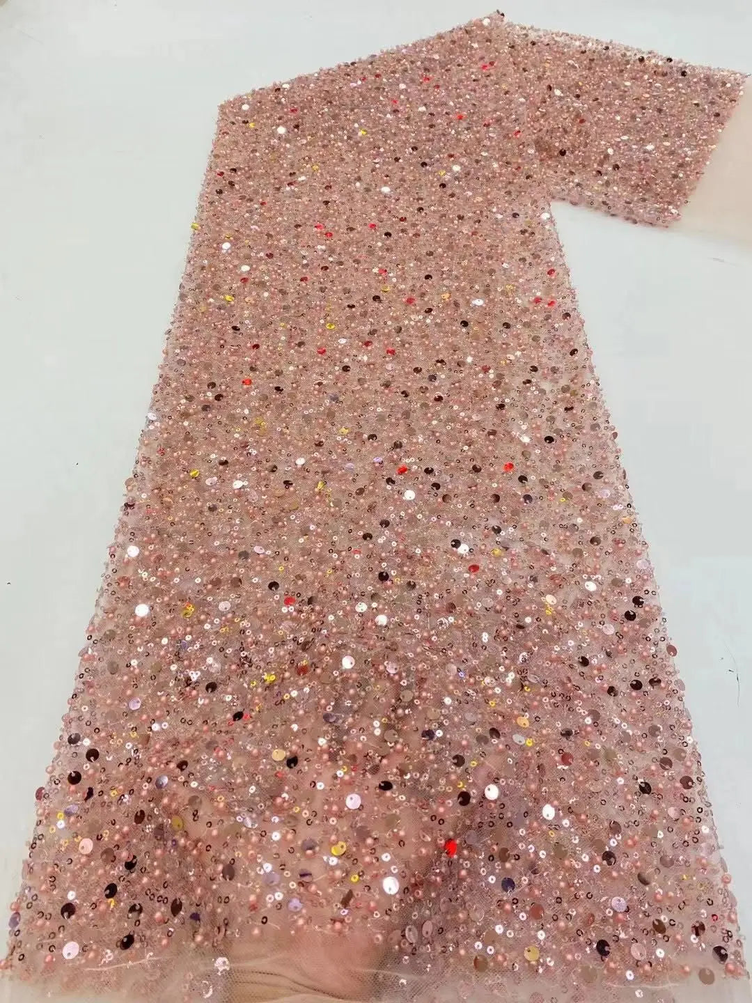 Heavy silver Sequins Lace Fabric With Bead Sequins