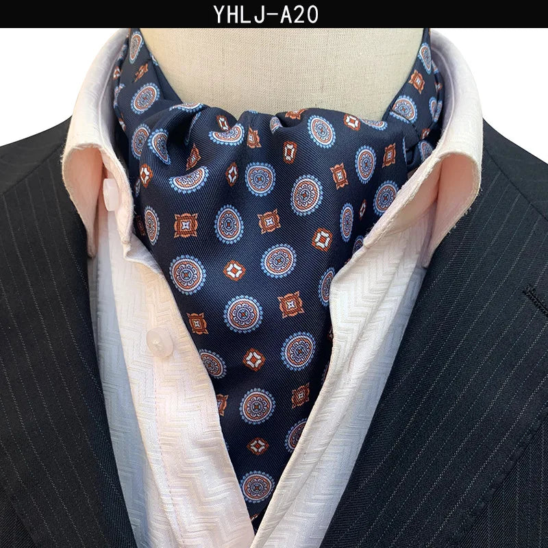 Men Vintage Polka Dot Wedding Formal Cravat Ascot