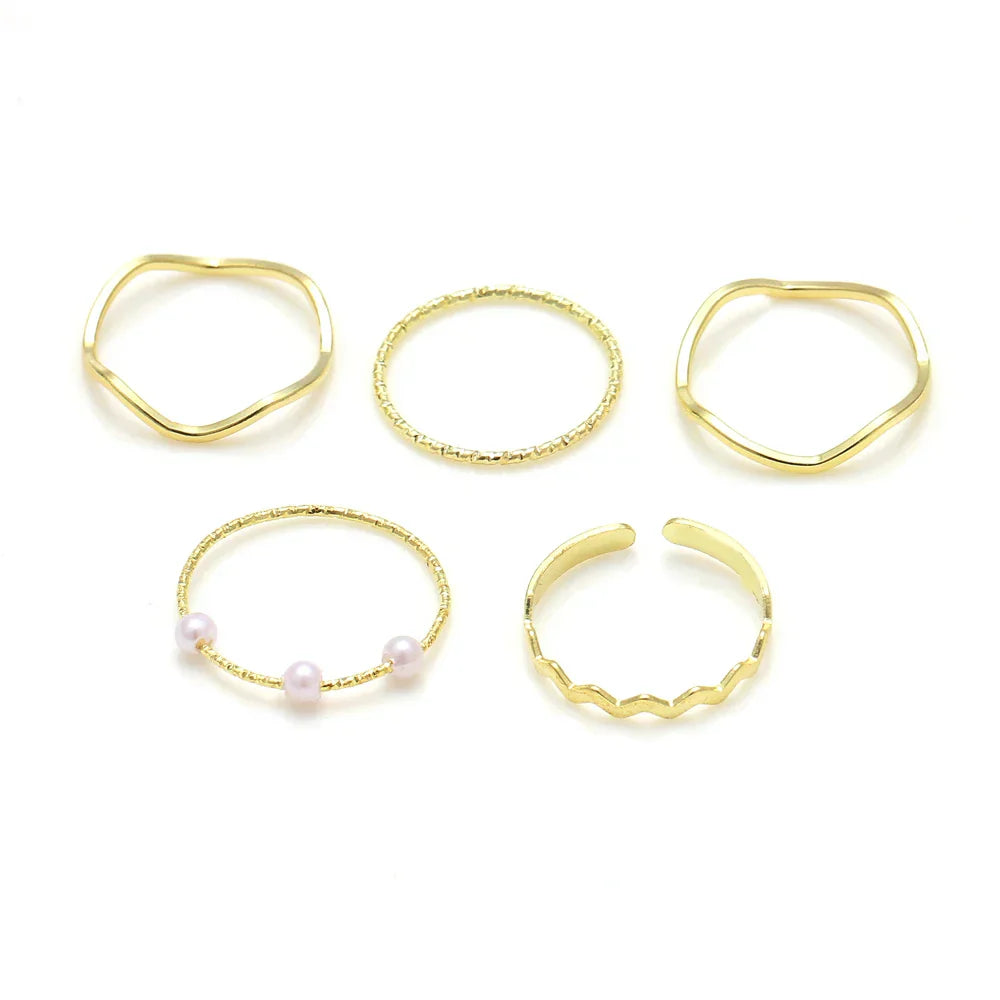 Korean Colorful Stone Rings Set for Women Girls