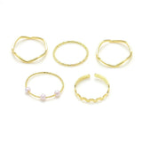 Korean Colorful Stone Rings Set for Women Girls