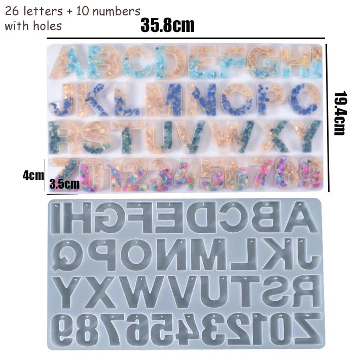 With Holes Alphabet & Number Resin Mould Letter