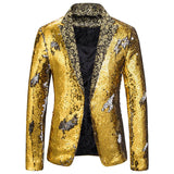 Men Blazer Shiny Sequin Shawl Collar suit Men