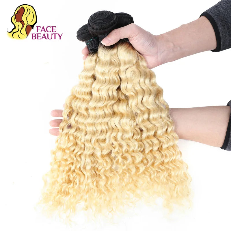 Facebeauty 1B 613 Blonde Ombre Remy Weft Brazilian