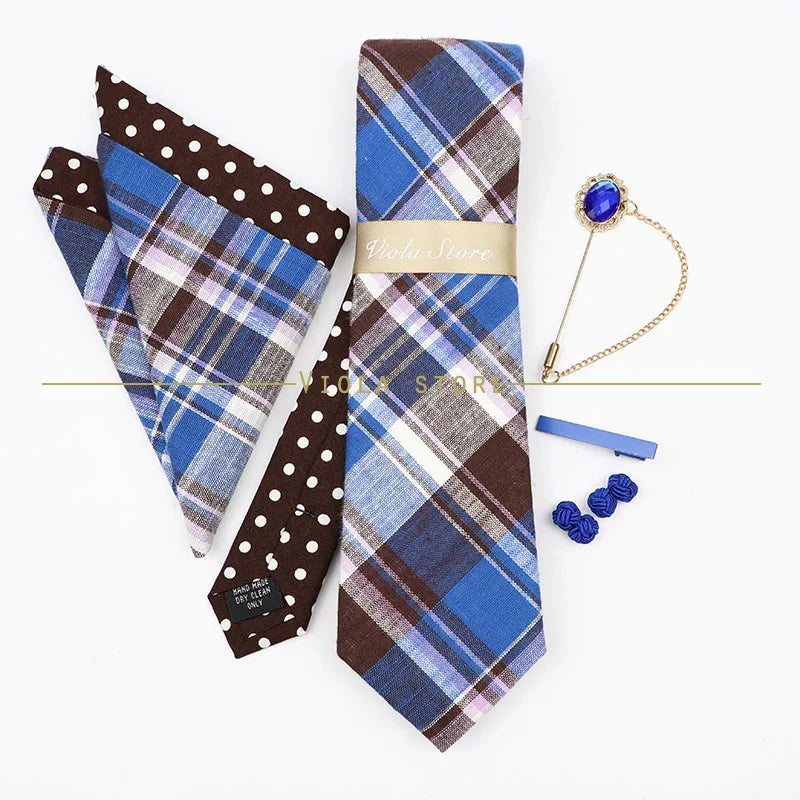 5 PCS Luxury Cotton Patchwork 7cm Tie Set