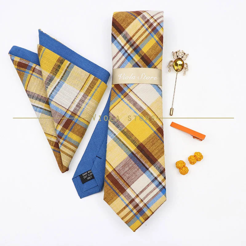 5 PCS Luxury Cotton Patchwork 7cm Tie Set