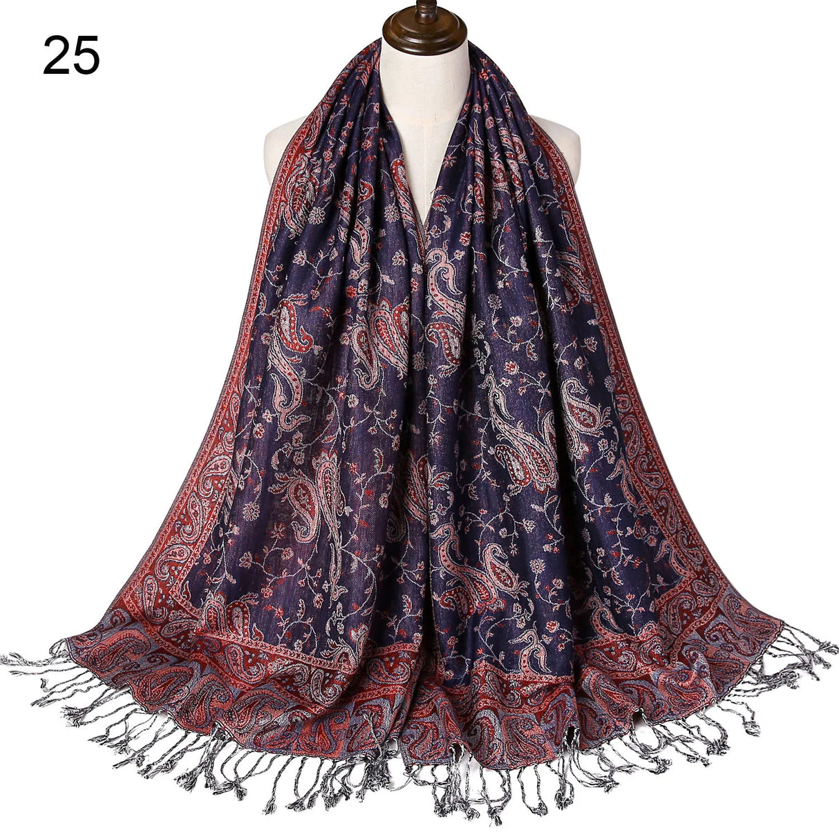 Pashmina Silk Scarf Shawl Wrap Paisley Jacquard Flowers