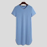 Fashion Men's Loose Sleepwear Casual Solid Nightgown INCERUN