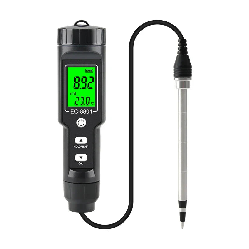 Digital EC/Temp Soil Tester 0.00~10.00mS/cm Conductivity Meter Waterproof