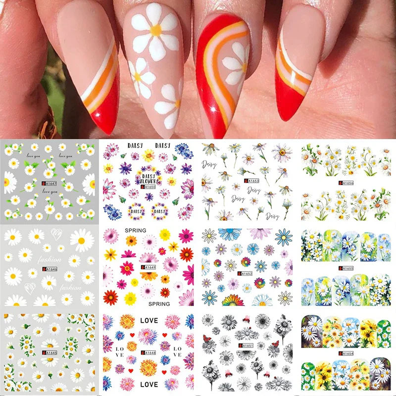 12 Designs Nail Stickers Set Mixed Floral Geometric