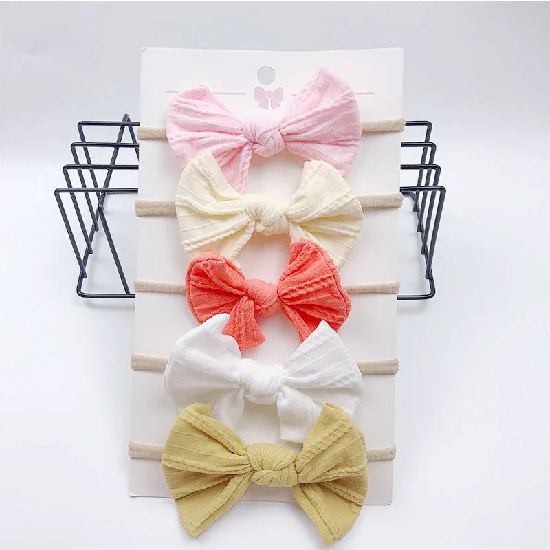 5pcs/Set Bowknot Elastic Hairband Baby Princess Christmas Day