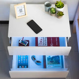 Modern Luxury LED Light Nightstand w/2 Drawers Organizer