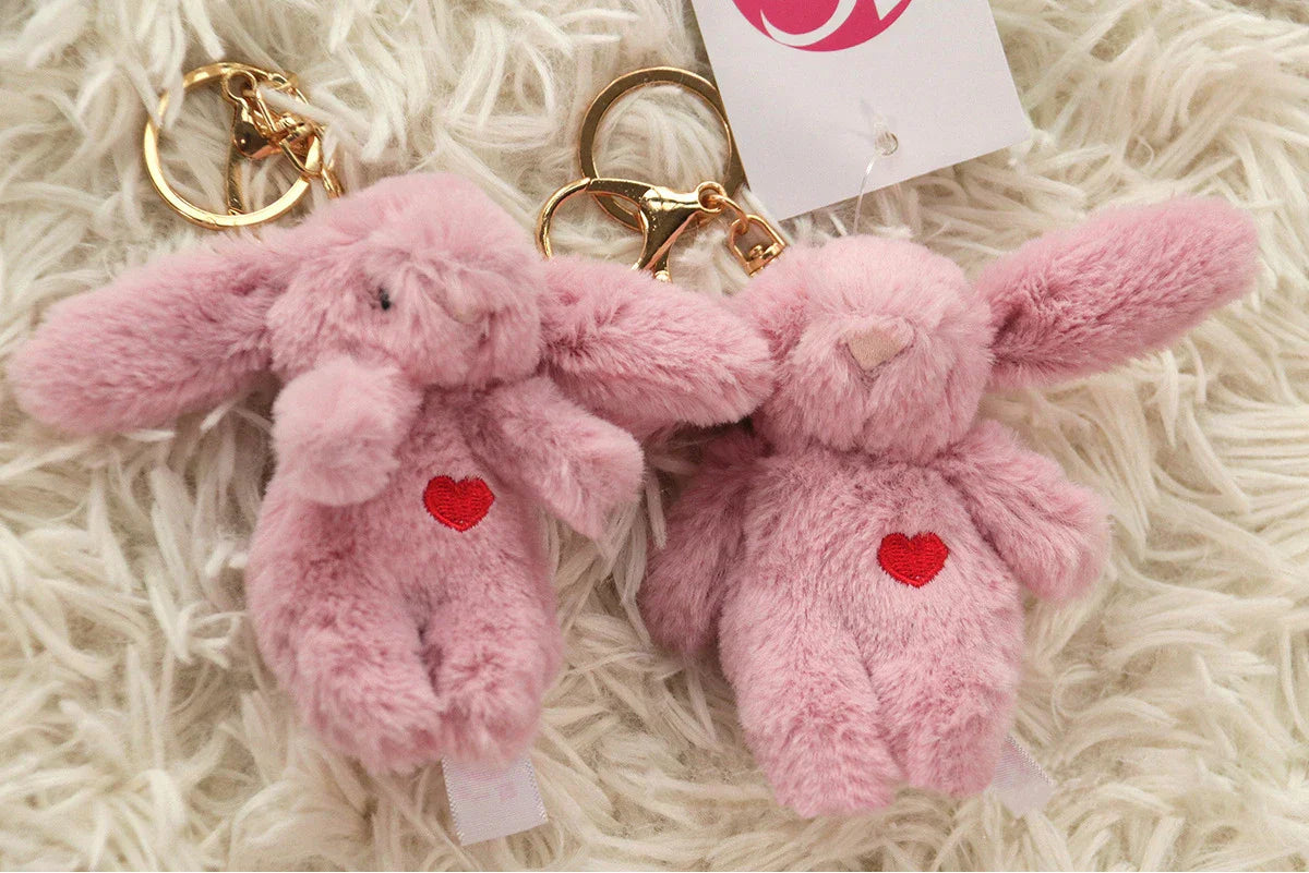 Cute cartoon plush Rabbit Keychain Love Pompom Trinket