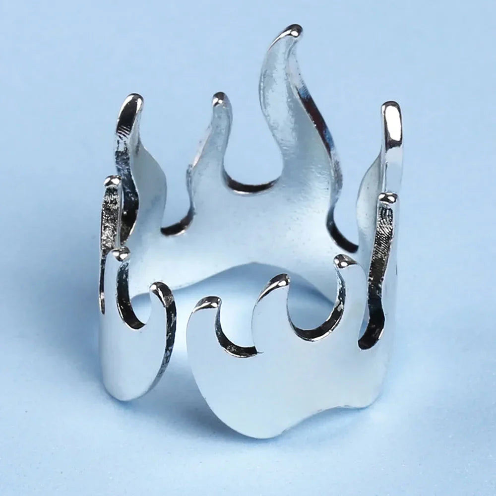 Creative Silver Color Flame Opening Adjustable Womens Ring