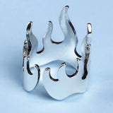 Creative Silver Color Flame Opening Adjustable Womens Ring