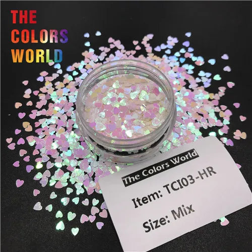 TCT-065 Heart Shape Mix Size Nail Glitter Corazón Nail Art Decoration Nail DIY Decoration Valentine's Day Decoration  Body Art