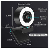 Webcam 1080P Professional 60FPS LED Fill Light Computer